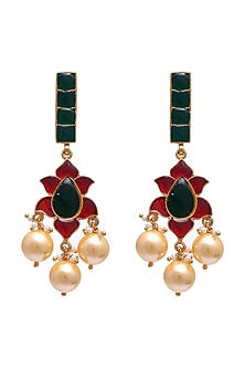 Gold Plated Pearl Meenakari Earrings