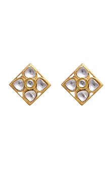 Gold Plated Crystal Polki Meenakari Earrings