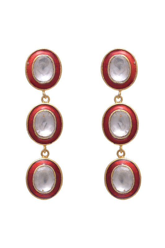 Gold Plated Crystal Meenakari Earrings