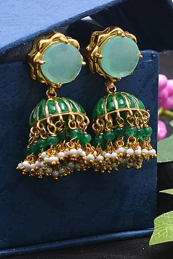 Gold Plated Handcrafted Earrings In Sterling Silver