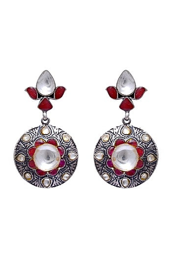 Silver Finish Handcrafted Earrings In Sterling Silver
