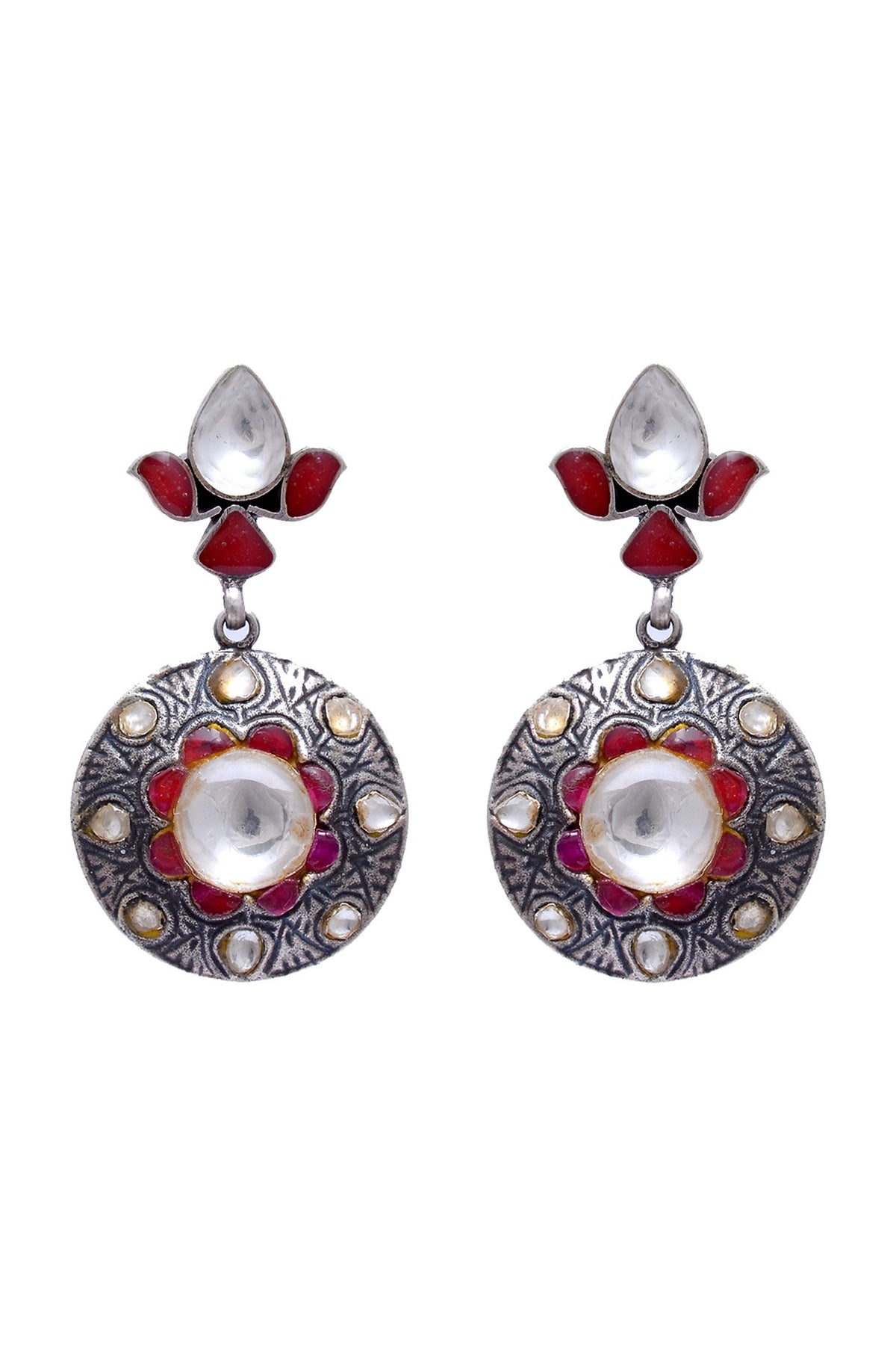Silver Finish Handcrafted Earrings In Sterling Silver