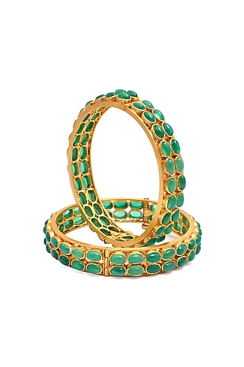Gold Plated Handcrafted Bangles In Sterling Silver