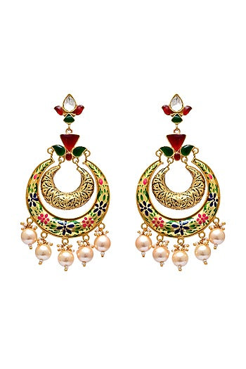 Gold Plated Semi-Precious Stone Dangler Earrings In Sterling Silver