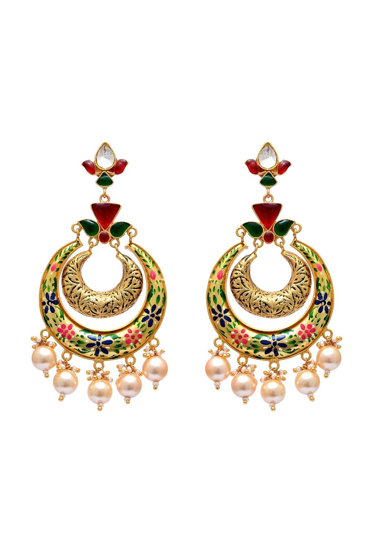Gold Plated Semi-Precious Stone Dangler Earrings In Sterling Silver