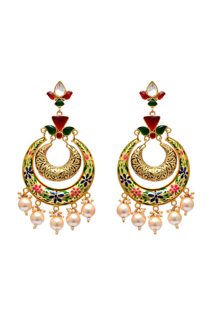 Gold Plated Semi-Precious Stone Dangler Earrings In Sterling Silver