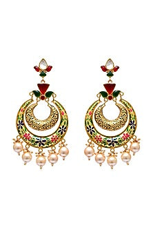 Gold Plated Semi-Precious Stone Dangler Earrings In Sterling Silver