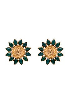 Gold Plated Semi-Precious Stone Handcrafted Stud Earrings In Sterling Silver