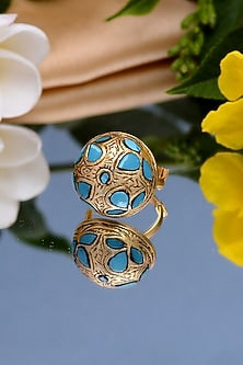 Gold Plated Semi-Precious Stone Handcrafted Ring In Sterling Silver