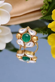 Gold Plated Semi-Precious Stone Handcrafted Ring In Sterling Silver