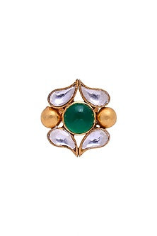 Gold Plated Semi-Precious Stone Handcrafted Ring In Sterling Silver