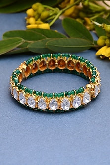 Gold Plated Semi-Precious Stone Handcrafted Bangle In Sterling Silver
