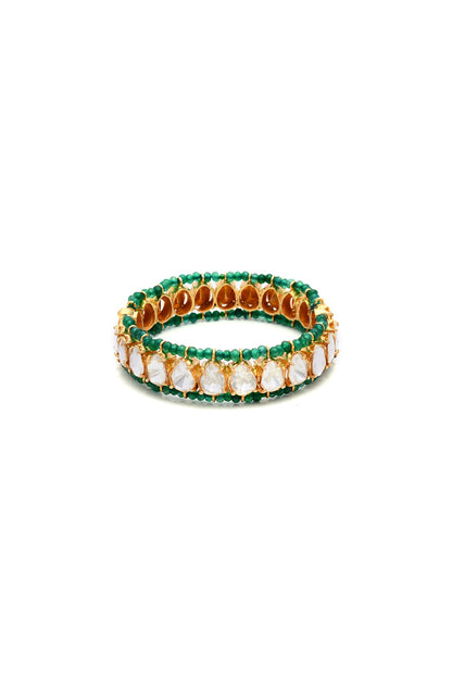 Gold Plated Semi-Precious Stone Handcrafted Bangle In Sterling Silver