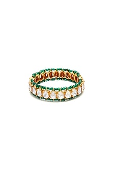Gold Plated Semi-Precious Stone Handcrafted Bangle In Sterling Silver