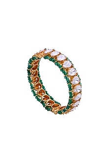 Gold Plated Semi-Precious Stone Handcrafted Bangle In Sterling Silver