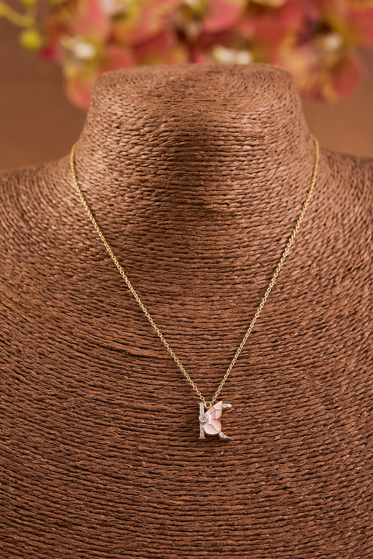 Yellow Gold Finish Initial K Pendant Necklace In Sterling Silver
