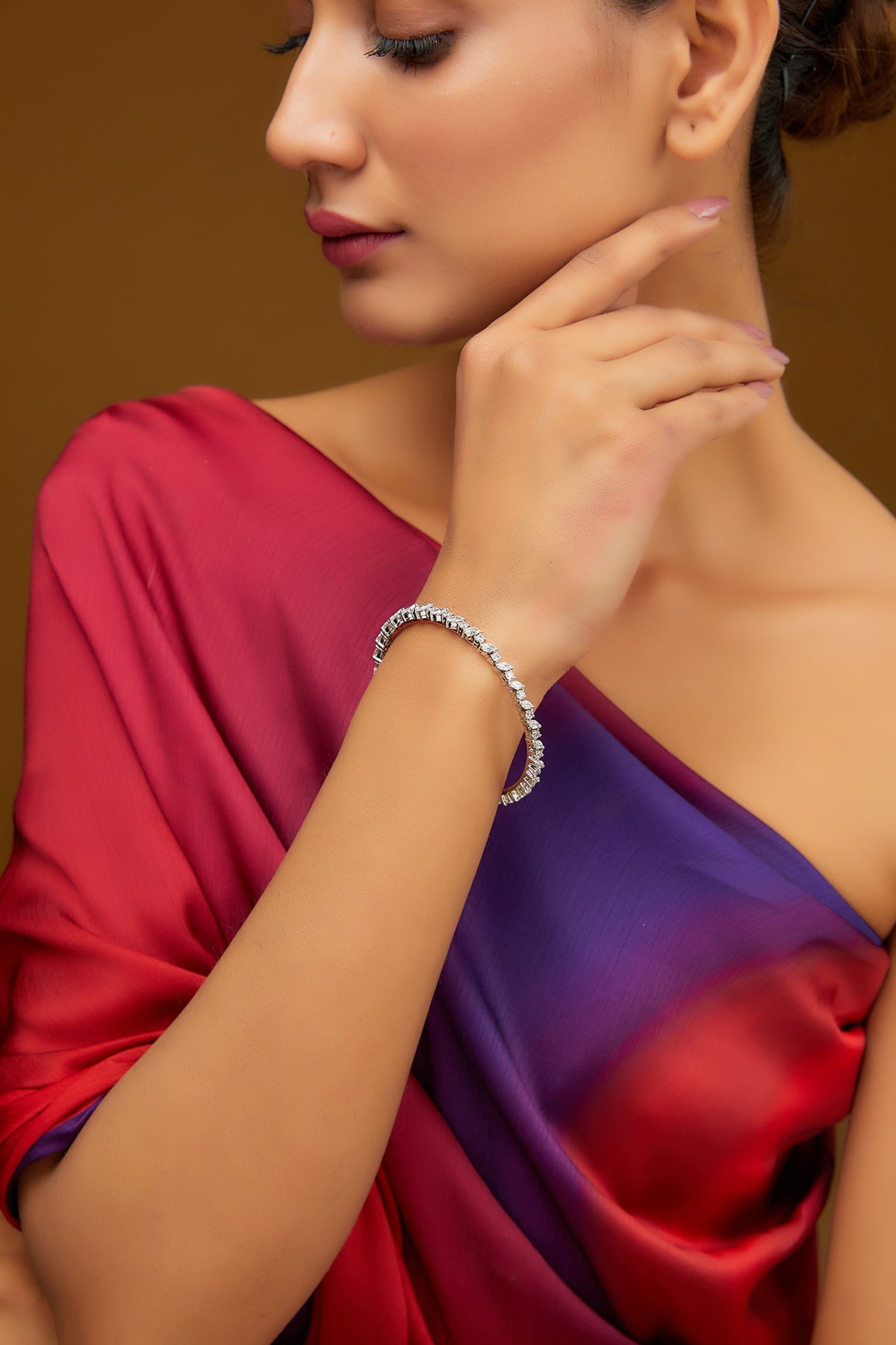 White Finish Zircon Bangle In Sterling Silver