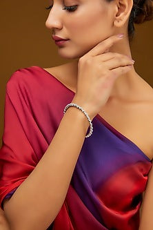White Finish Zircon Bangle In Sterling Silver