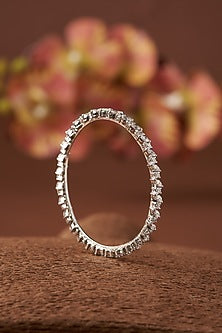 White Finish Zircon Bangle In Sterling Silver