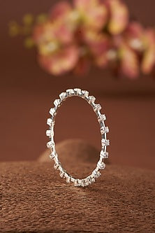 Gold Finish Zircon Bangles In Sterling Silver (Set of 2)