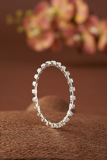 Gold Finish Zircon Bangles In Sterling Silver (Set of 2)