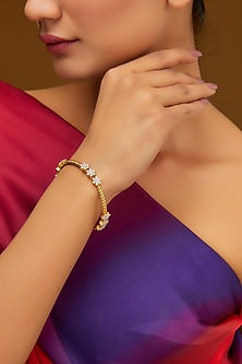 Two-Tone Finish Zircon Bangle In Sterling Silver