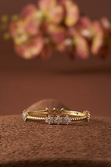 Two-Tone Finish Zircon Bangle In Sterling Silver