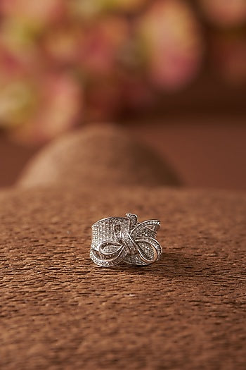 White Finish Zircon Ring In Sterling Silver