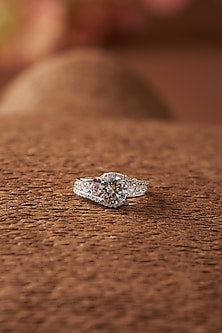 White Finish Zircon Ring In Sterling Silver