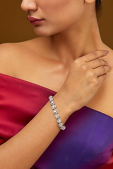 White Finish Zircon Bracelet In Sterling Silver