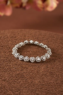 White Finish Zircon Bracelet In Sterling Silver