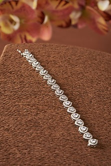 White Finish Zircon Bracelet In Sterling Silver