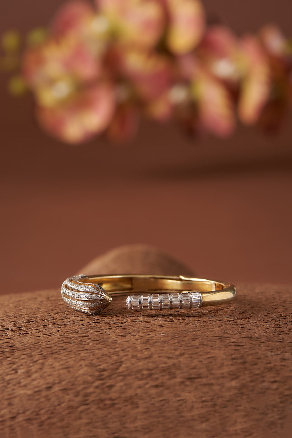White Finish Zircon Bangle In Sterling Silver