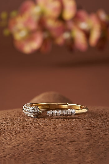 White Finish Zircon Bangle In Sterling Silver