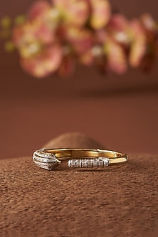White Finish Zircon Bangle In Sterling Silver