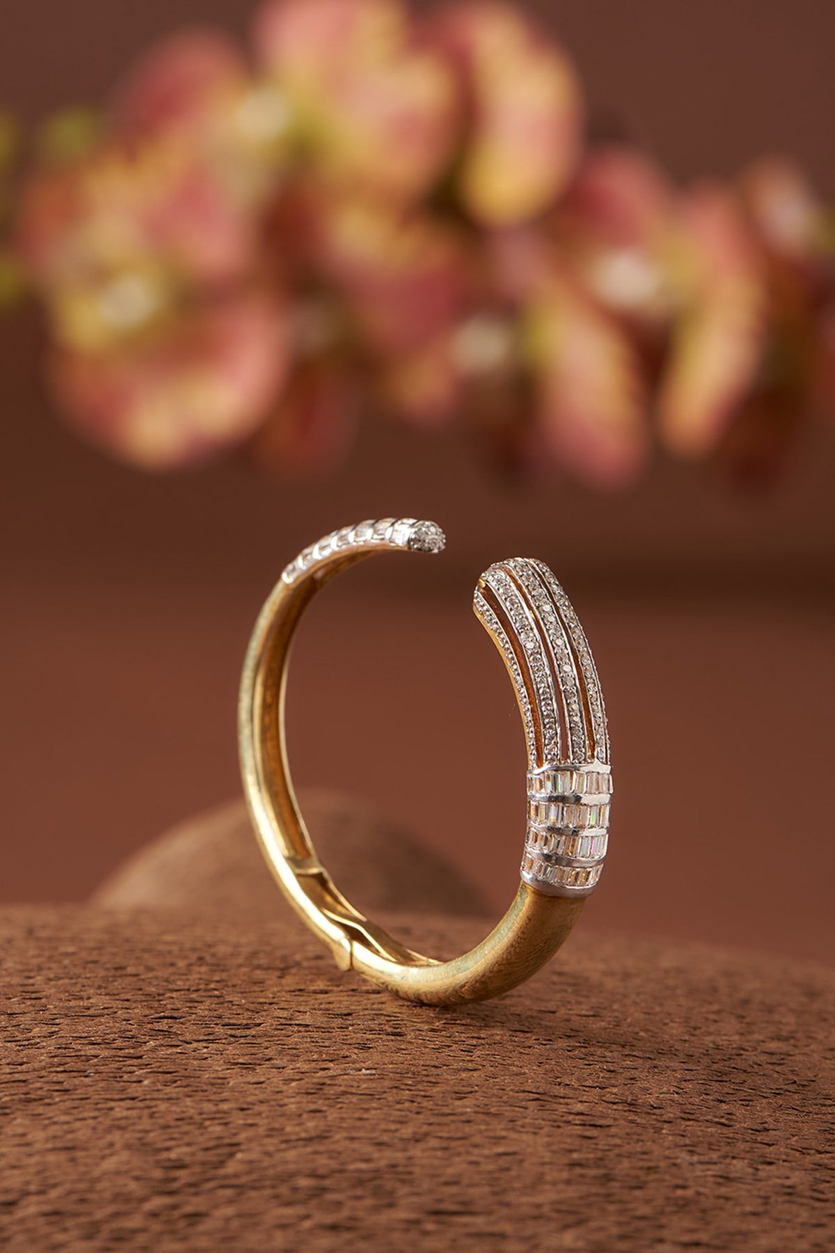 White Finish Zircon Bangle In Sterling Silver
