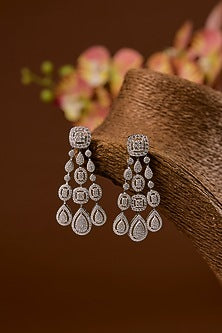 White Finish Zircon Necklace Set In Sterling Silver