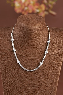White Finish Zircon Necklace In Sterling Silver