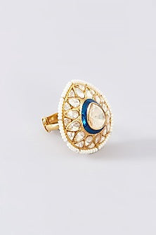 Gold Finish Meenakari Ring In Sterling Silver