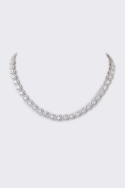 White Finish Cubic Zirconia Necklace In Sterling Silver