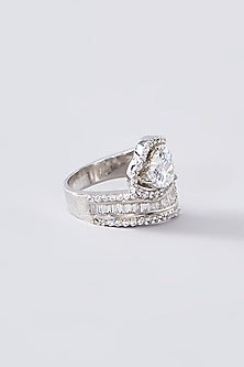 White Finish CZ Ring In Sterling Silver