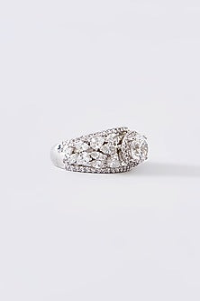 White Finish CZ Ring In Sterling Silver