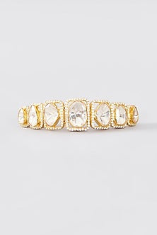 Gold Finish Moissanite Polki & CZ Bracelet In Sterling Silver