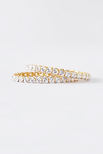 Gold Finish CZ Bangle In Sterling Silver