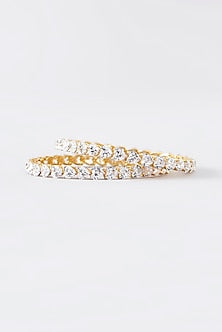 Gold Finish CZ Bangle In Sterling Silver