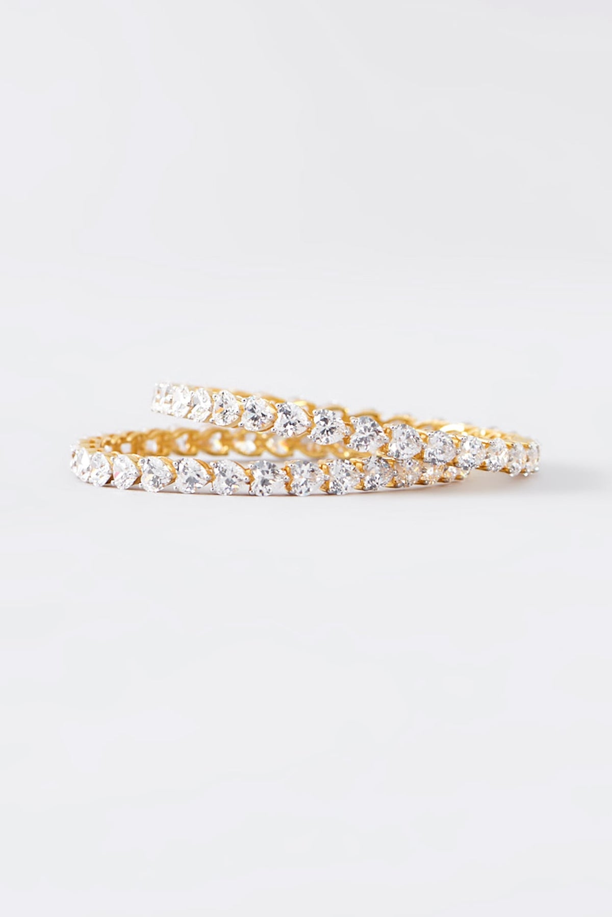Gold Finish CZ Bangle In Sterling Silver