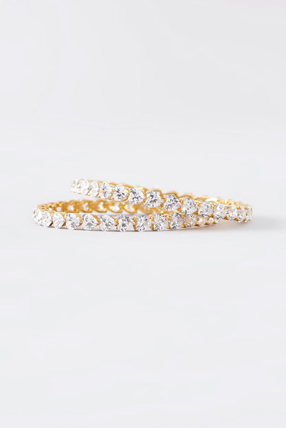 Gold Finish CZ Bangle In Sterling Silver