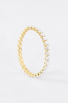 Gold Finish CZ Bangle In Sterling Silver