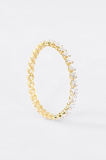 Gold Finish CZ Bangle In Sterling Silver