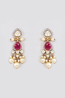 Gold Finish Navratna Stone Choker Necklace Set In Sterling Silver
